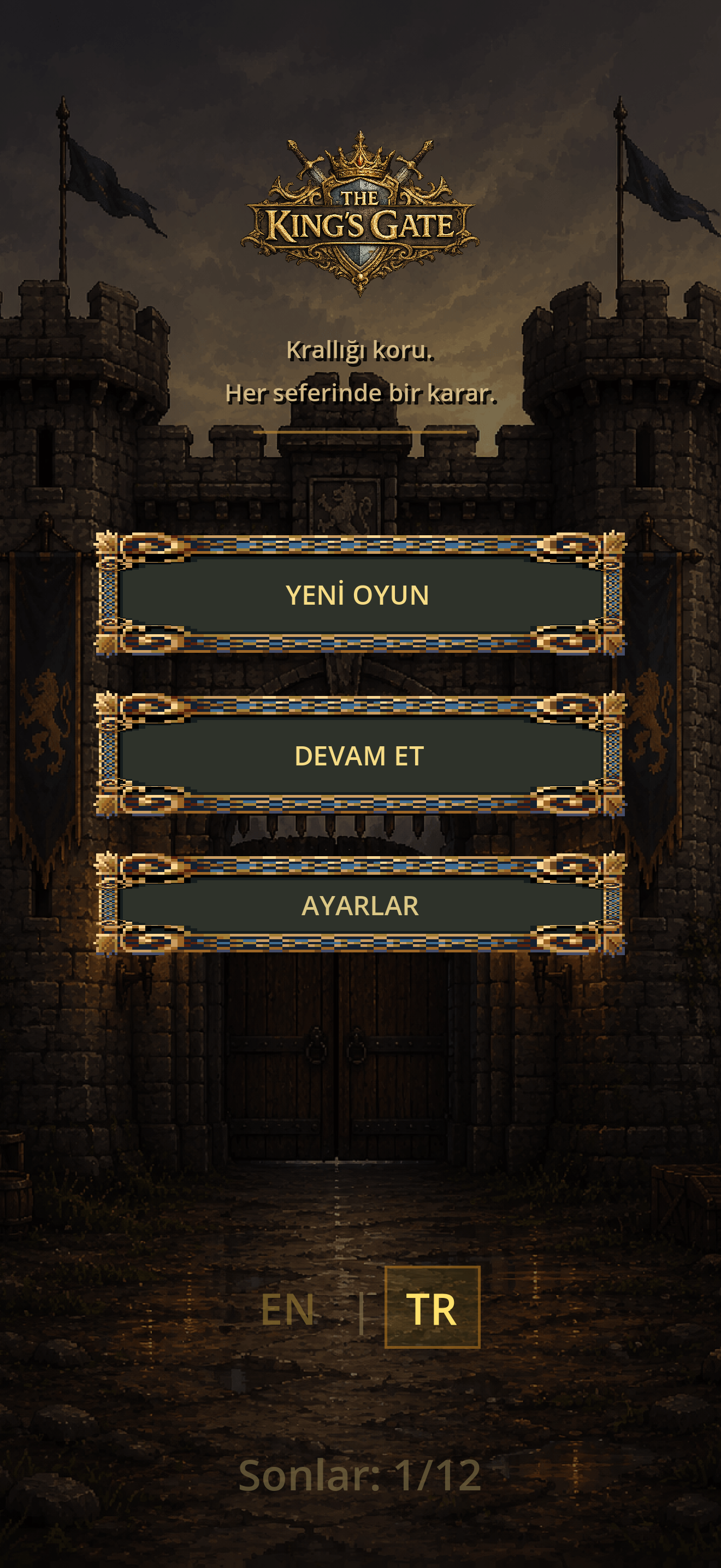 The King's Gate ana menü ekran görüntüsü